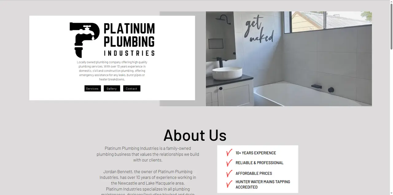 Platinum Plumbing's previous website before the rebuild