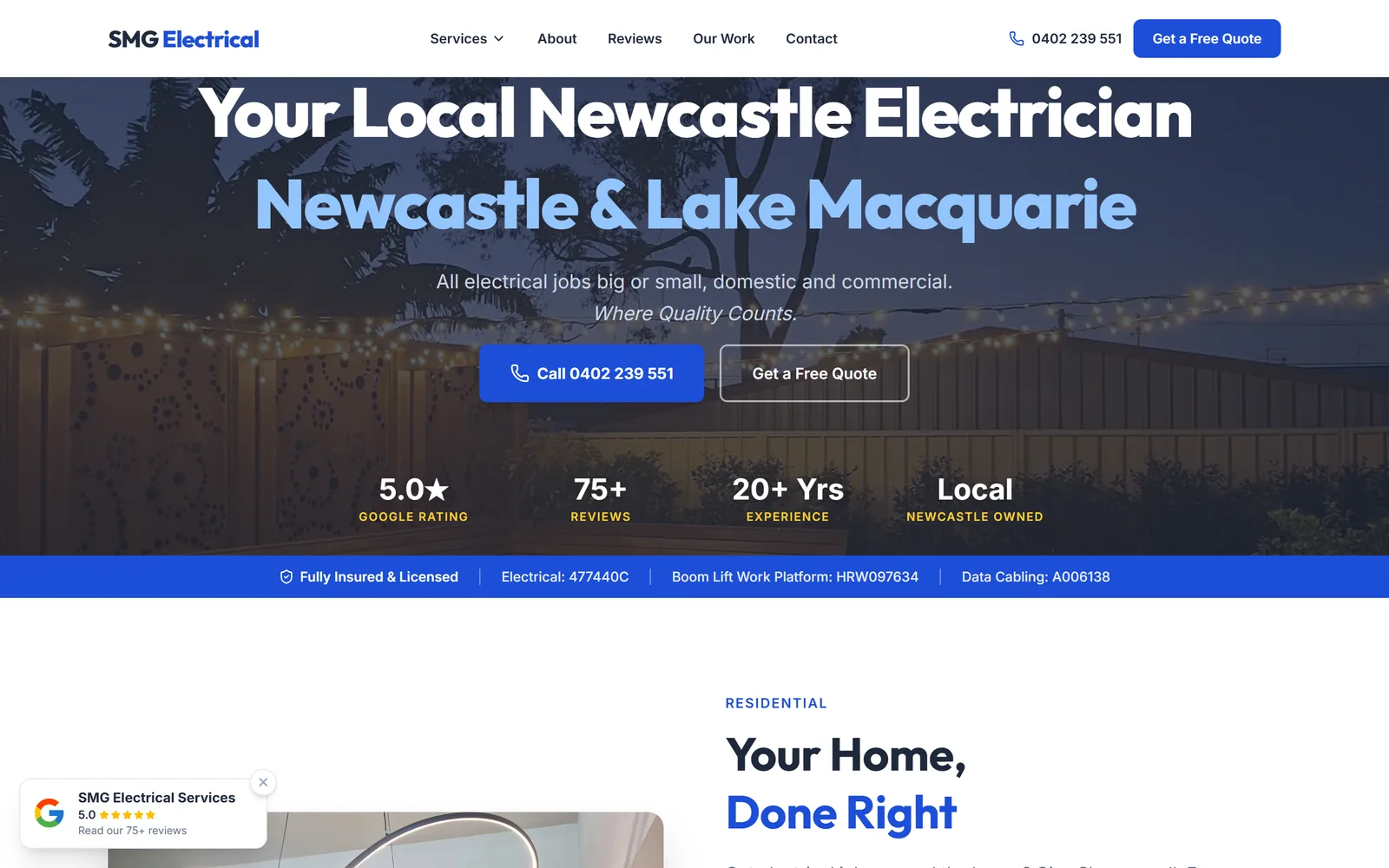SMG Electrical Services website, a real first-website build