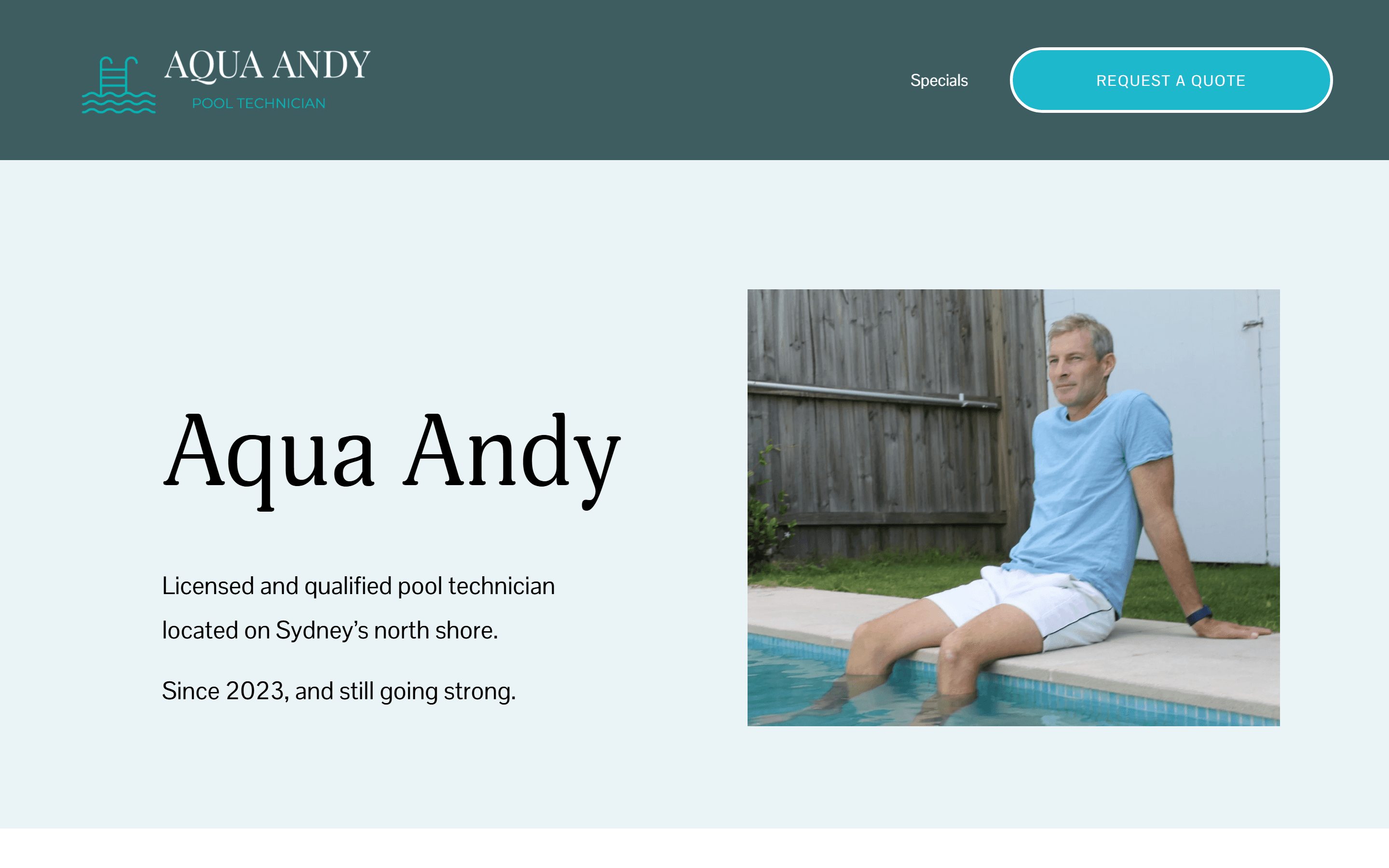Andy's old website: a single page with almost nothing on it