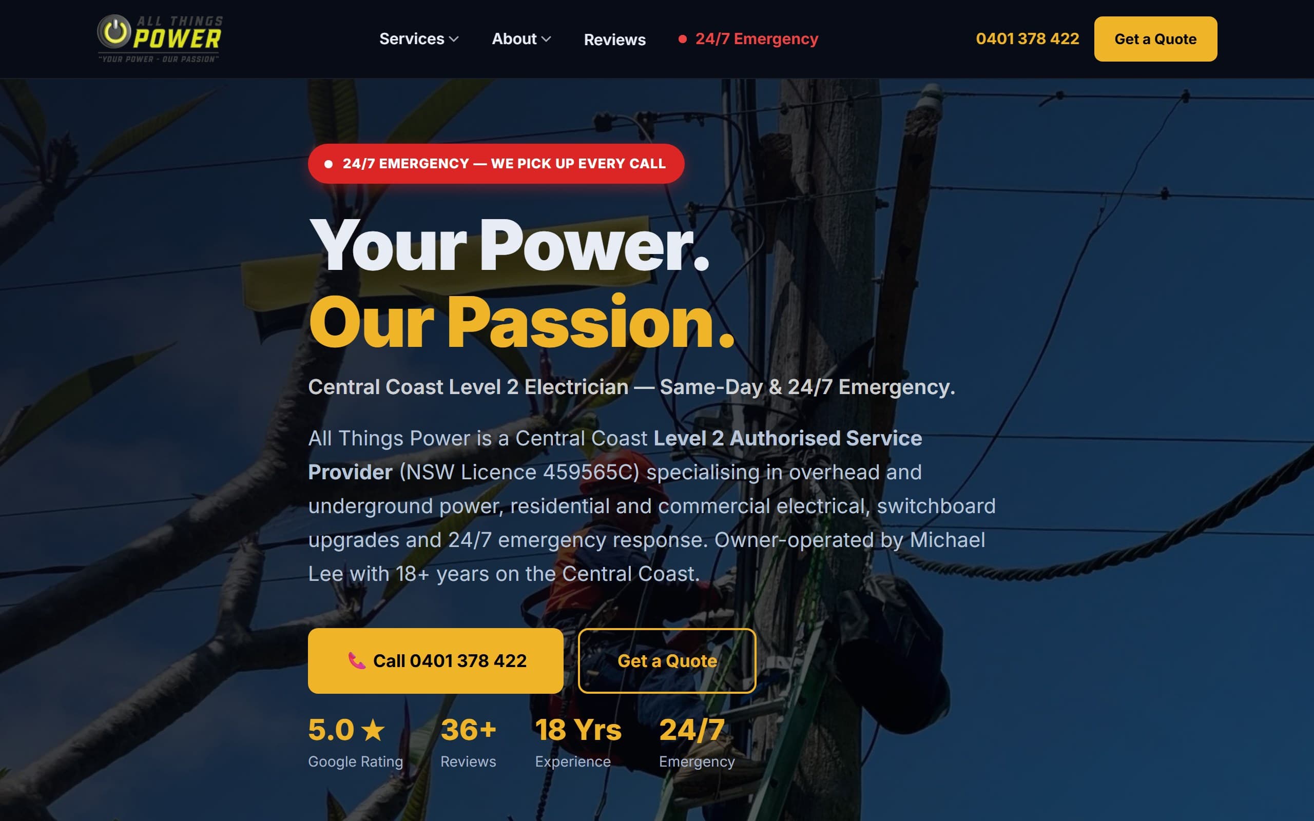 The new All Things Power website built by Made 4 Tradies