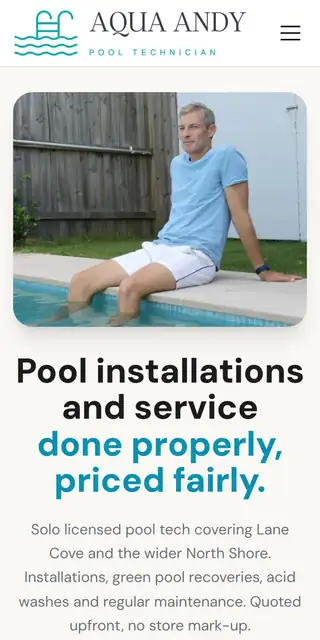 Example pool cleaning website on mobile, tablet, and desktop mobile