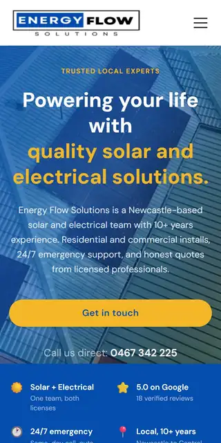 Energy Flow Solutions website mobile
