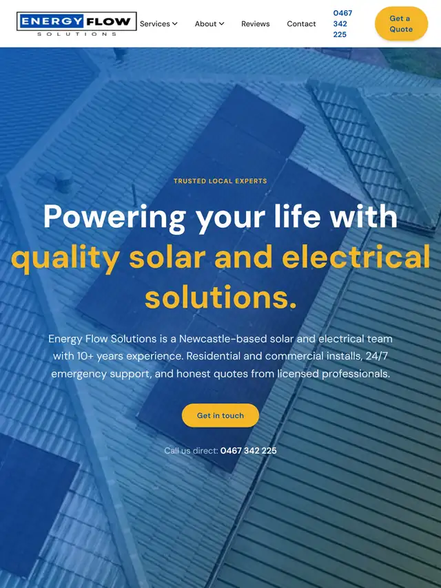 Energy Flow Solutions website tablet