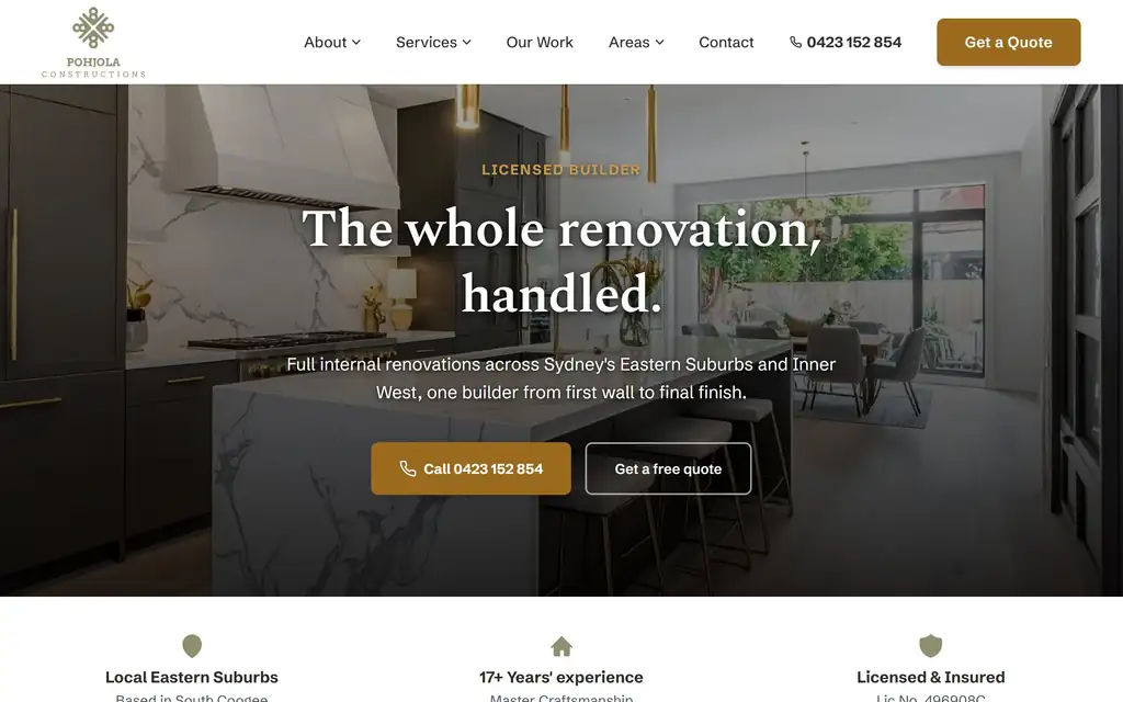 Pohjola Constructions website preview