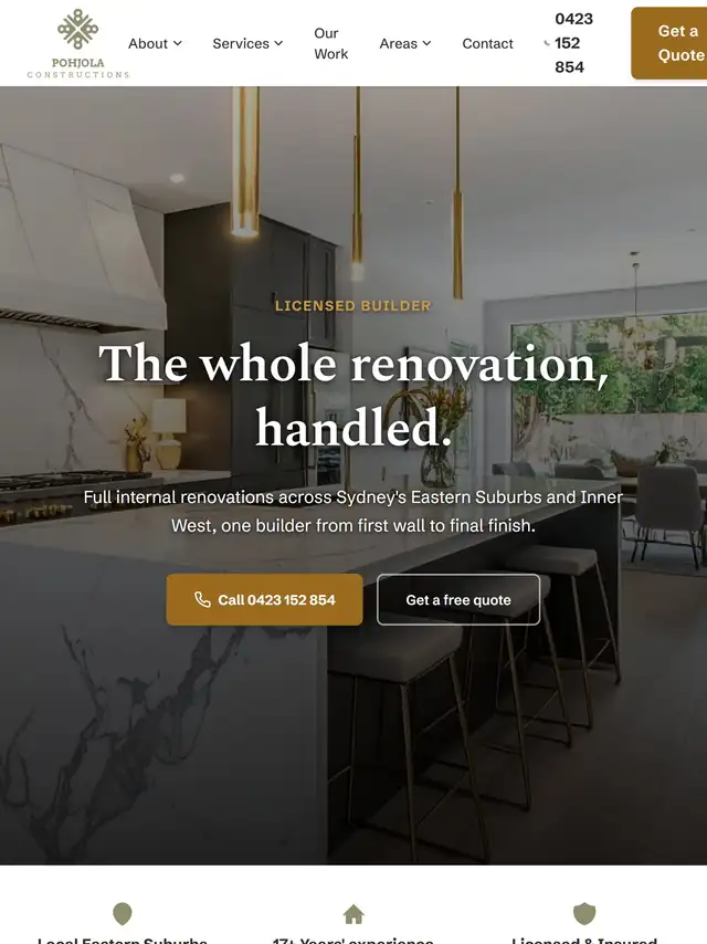 Pohjola Constructions builder website tablet