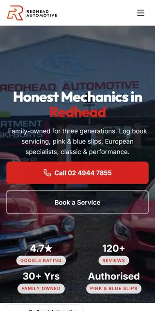 Example mechanic website on mobile, tablet, and desktop mobile