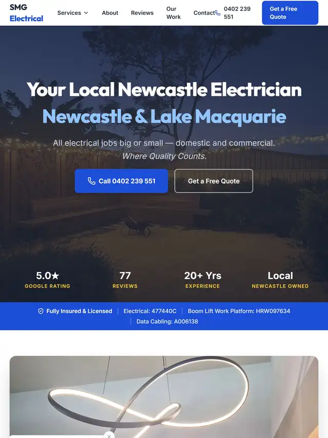 SMG Electrical Services website tablet