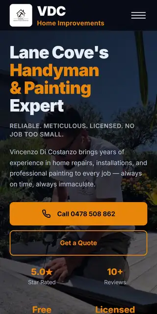 Example bricklayer website on mobile, tablet, and desktop mobile