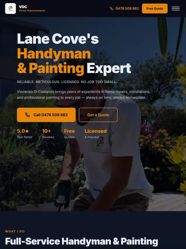Example bricklayer website on mobile, tablet, and desktop tablet