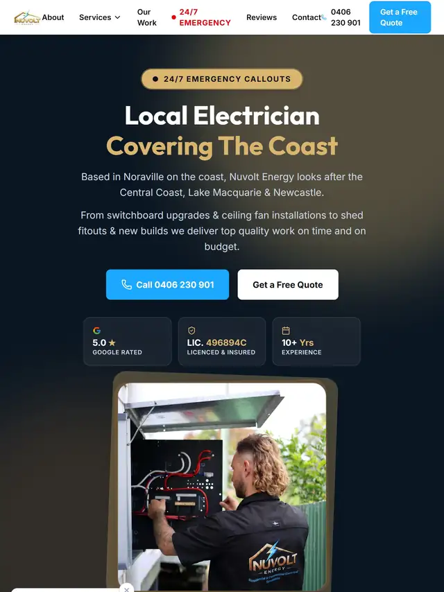 Nuvolt Energy website preview tablet