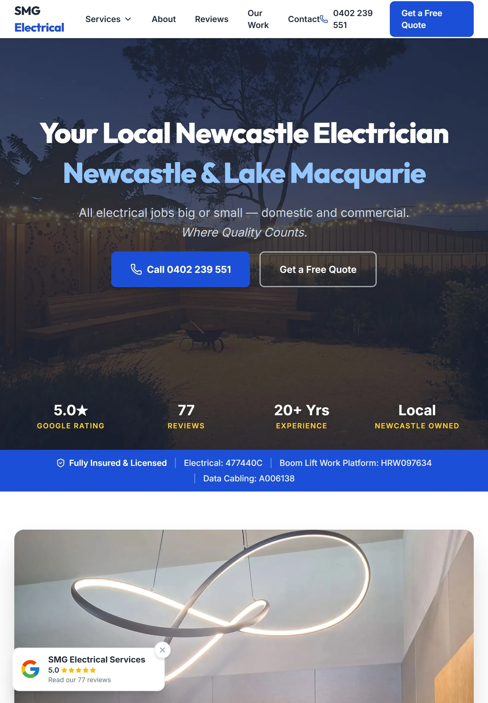SMG Electrical Services website tablet